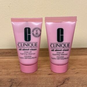 NEW CLINIQUE Set of 2 All About Clean Rinse-Off Foaming Cleanser Mousse 1oz 30ml